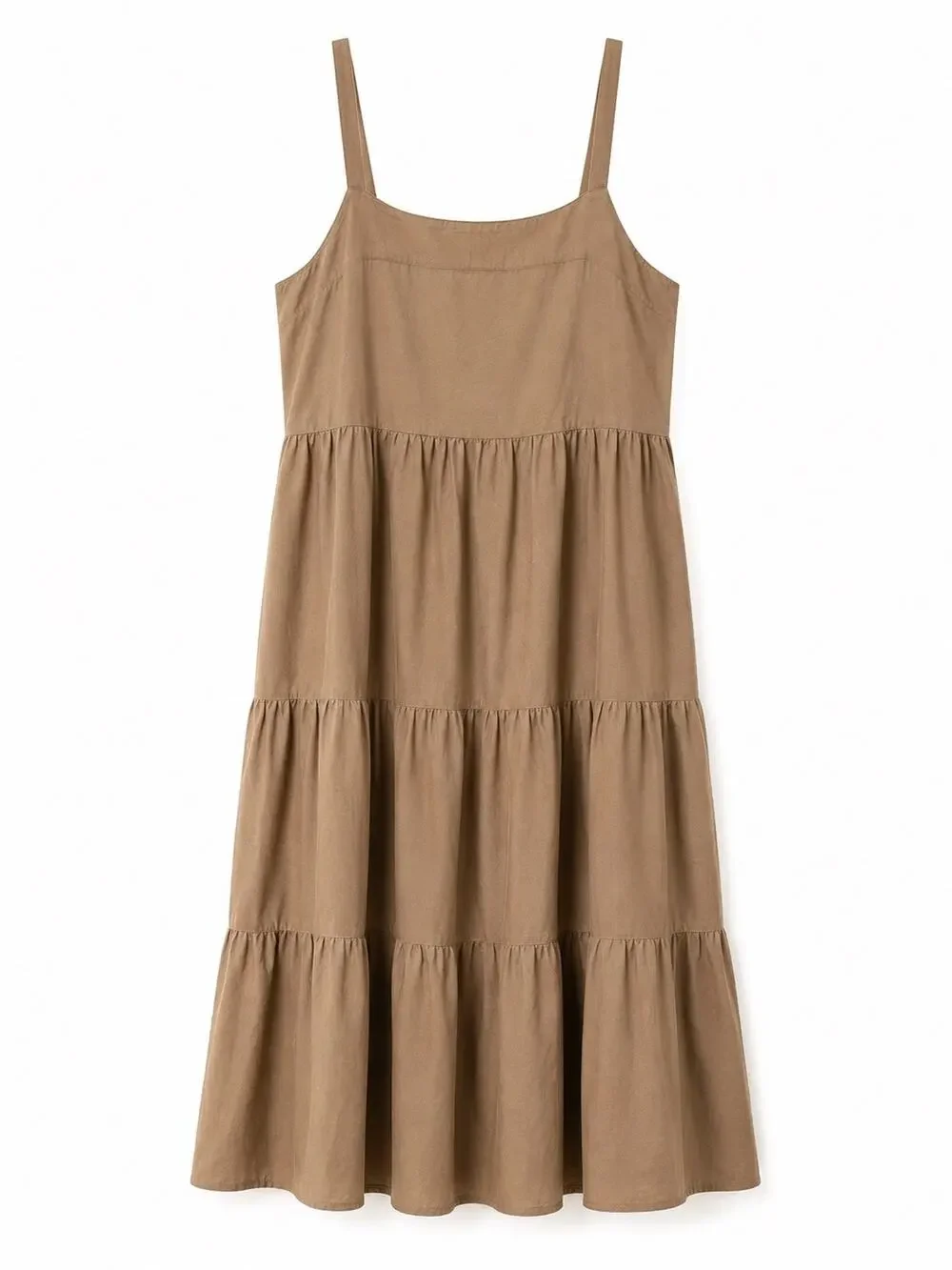 The Drop Taupe Tiered Maxi Dress Women’s Large Sleeveless Cotton Blend